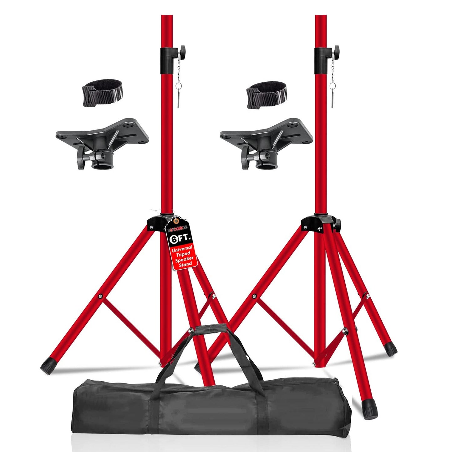5Core Speaker Stand Tripod Tall Adjustable 72 Inch DJ Pole Mount Studio Monitor Stands RED 2 PK-0