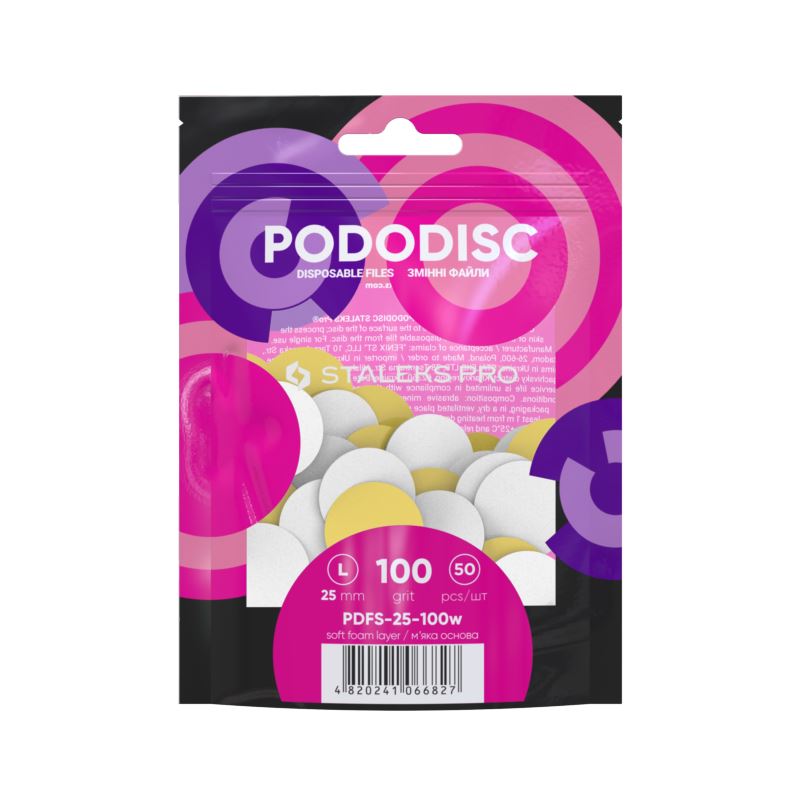 STALEKS Pro L Pododisc Disposable Files Soft Base for Pedicure Disc, 25mm (50 pcs) Pdfs-25-1