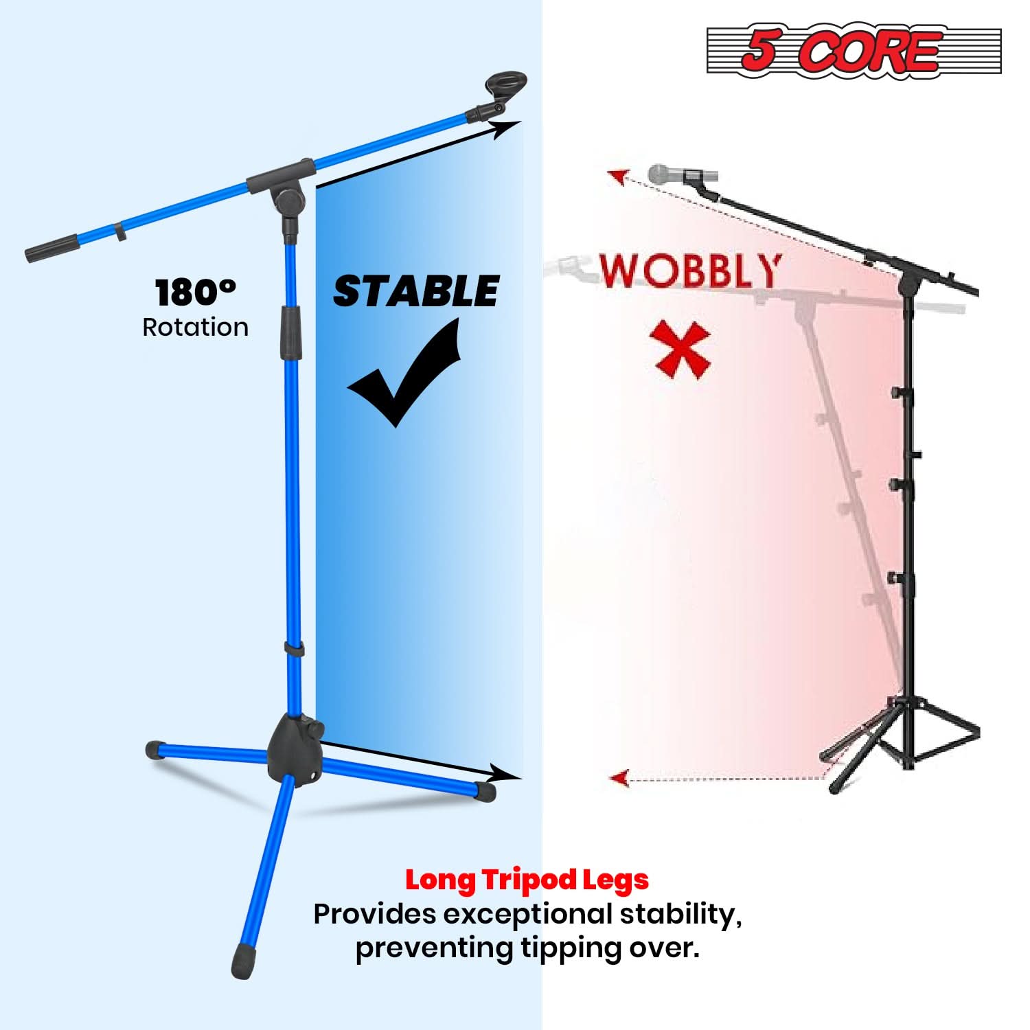5Core Tripod Mic Stand 2Pcs Adjustable Holder Floor Microphone Boom Arm-2