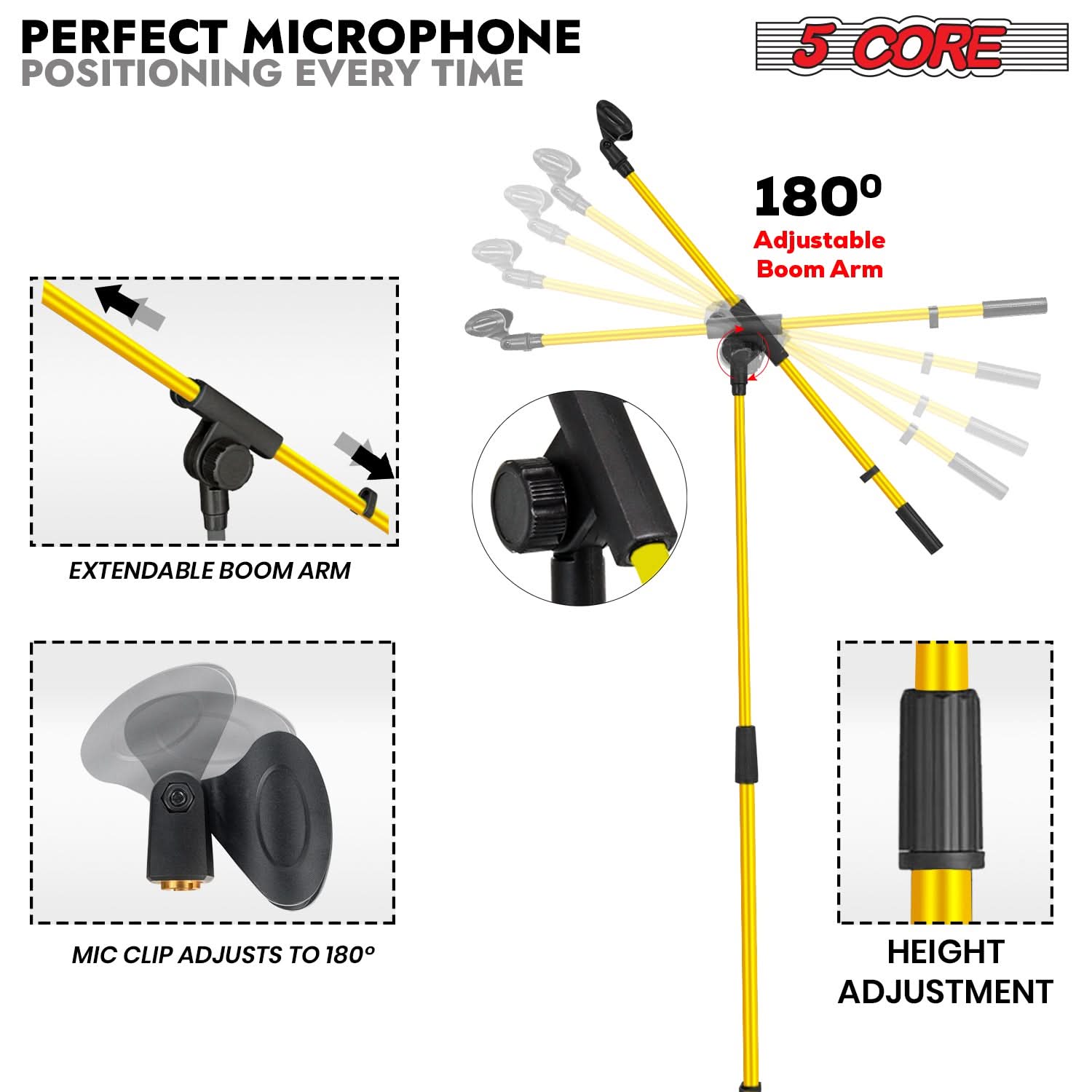 5Core Tripod Mic Stand 2Pcs Adjustable Holder Floor Microphone Boom Arm-1