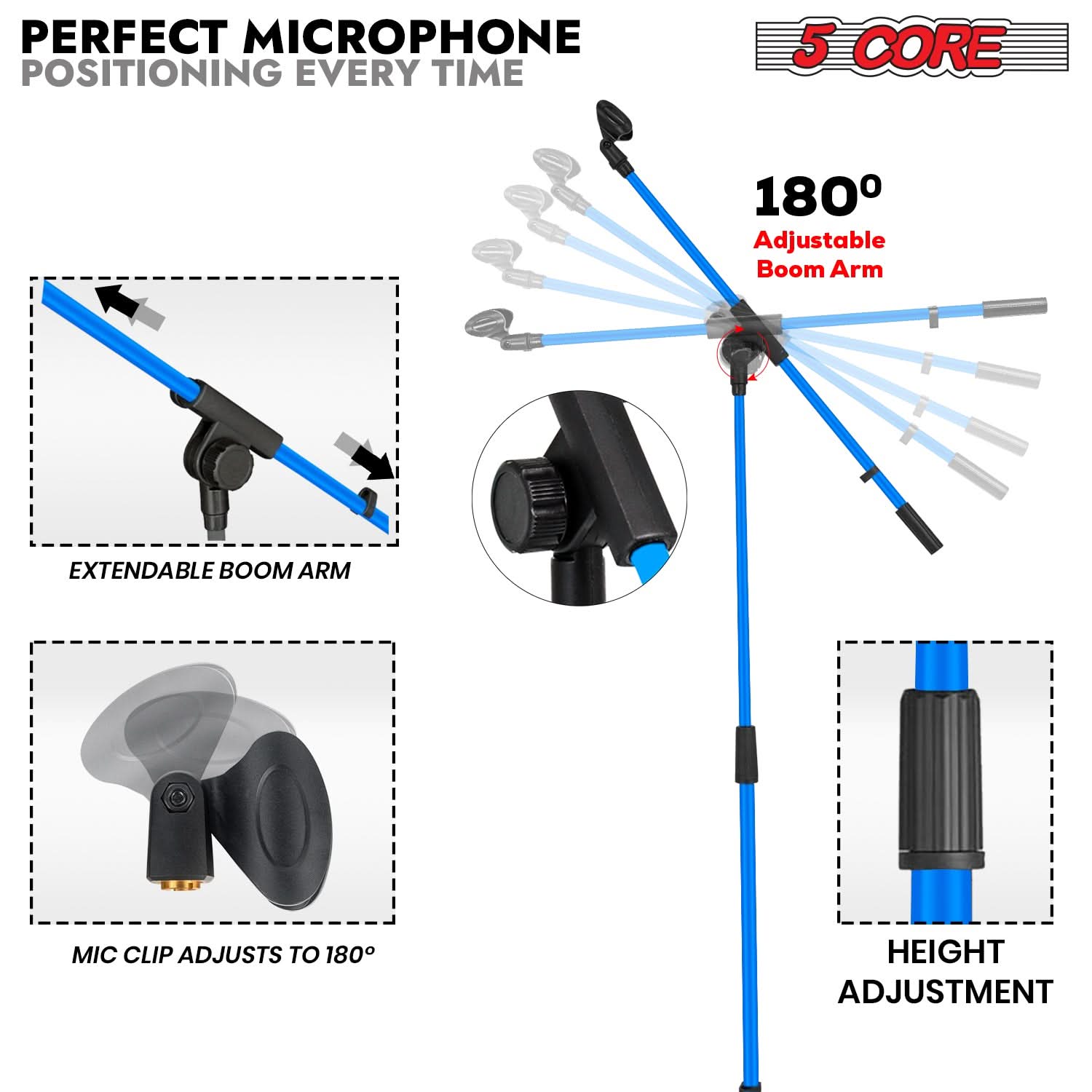 5Core Tripod Mic Stand 2Pcs Adjustable Holder Floor Microphone Boom Arm-1
