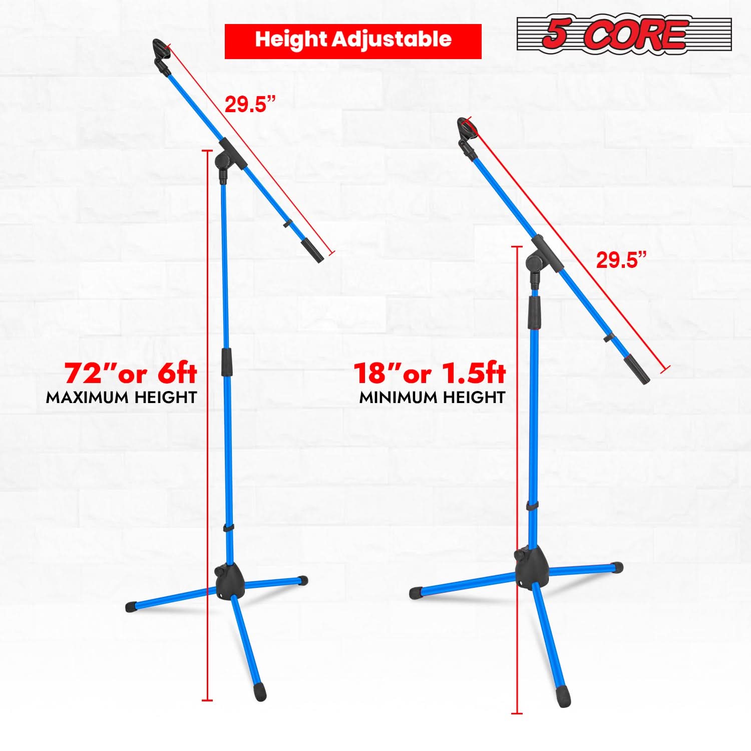5Core Tripod Mic Stand 2Pcs Adjustable Holder Floor Microphone Boom Arm-4