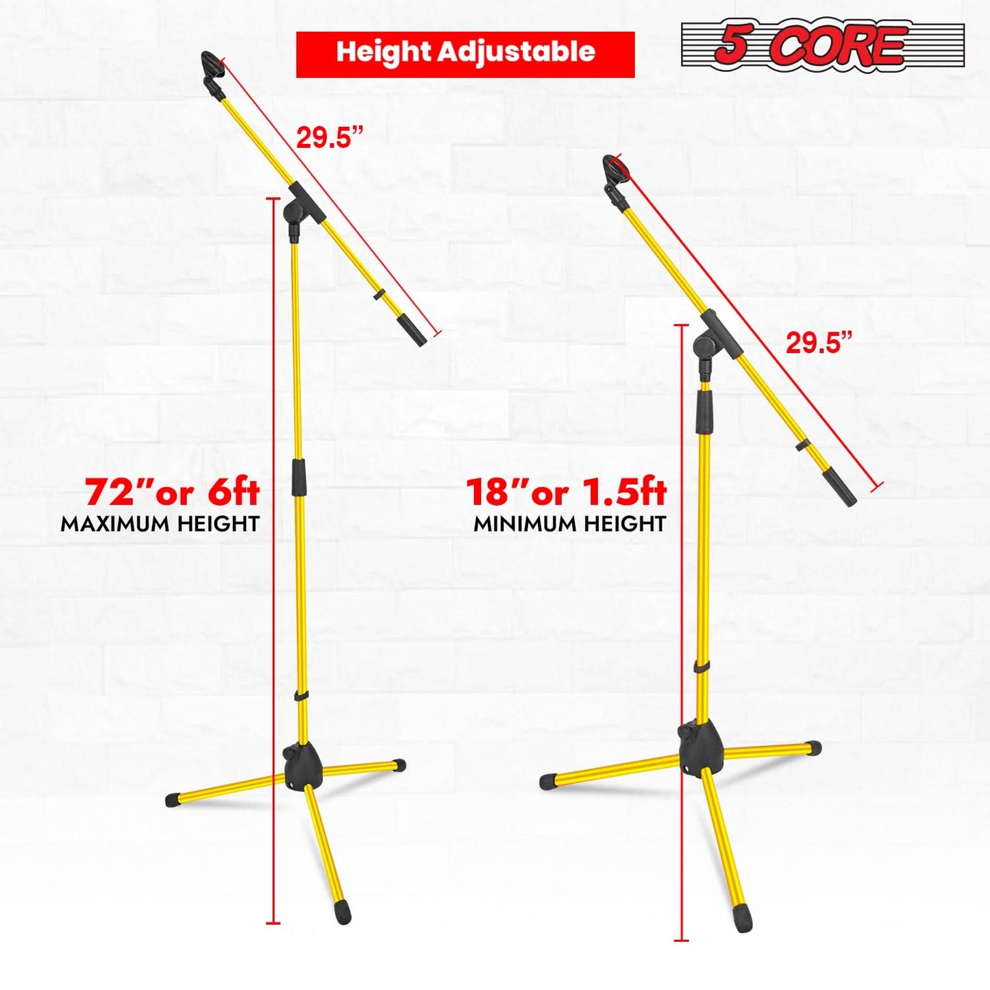5Core Tripod Mic Stand 2Pcs Adjustable Holder Floor Microphone Boom Arm-4