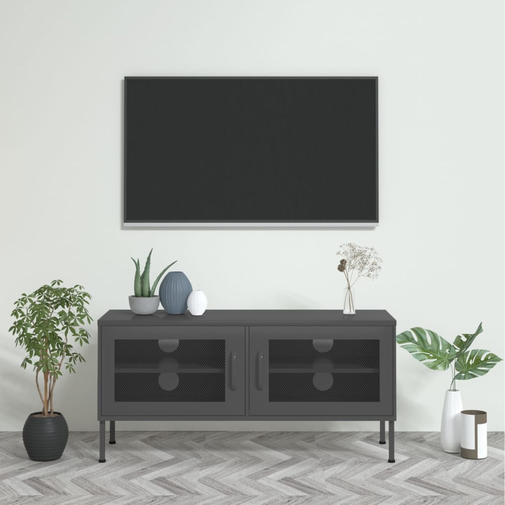 vidaXL TV Stand TV Unit Sideboard Home TV Console Media Unit Cupboard Steel-5