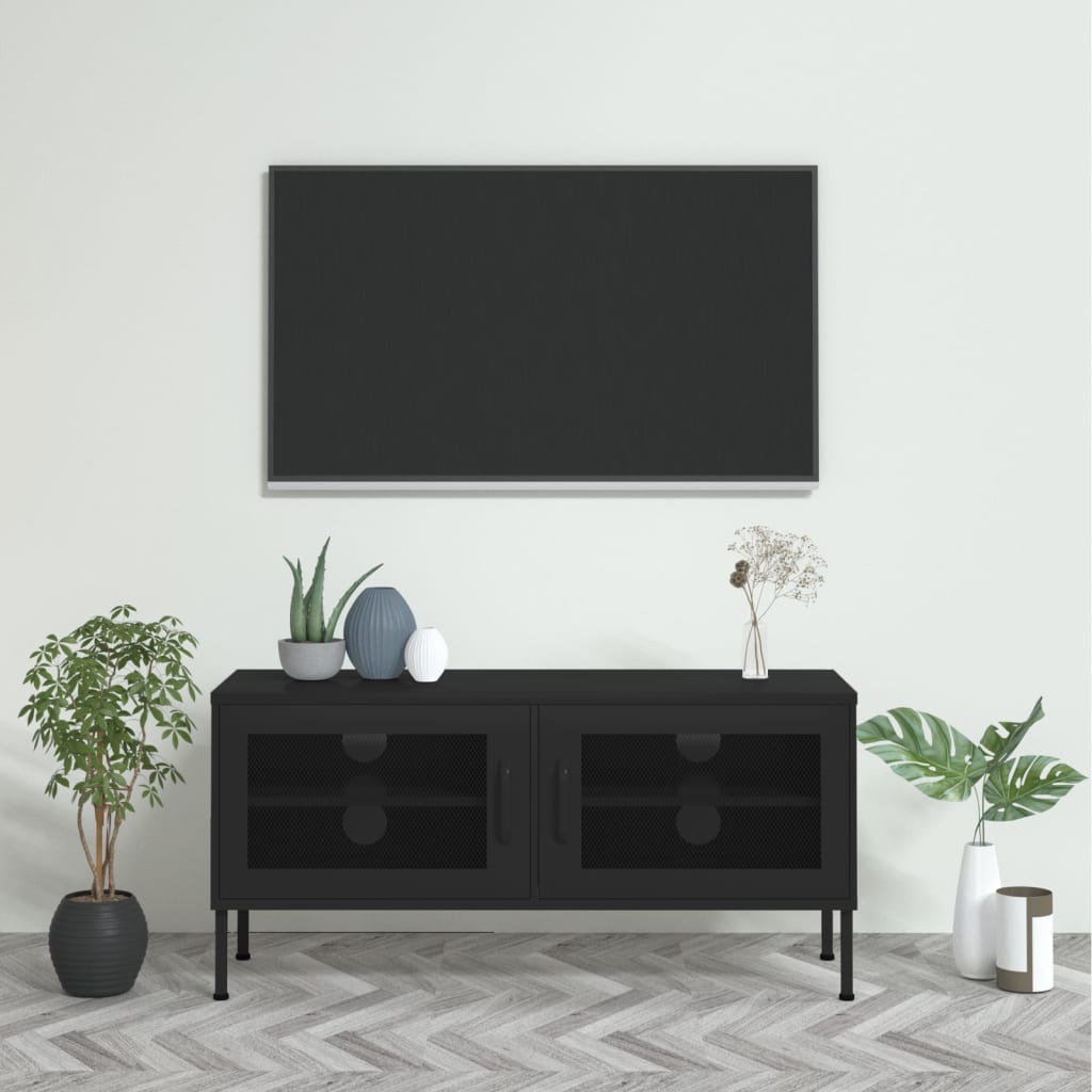 vidaXL TV Stand TV Unit Sideboard Home TV Console Media Unit Cupboard Steel-6