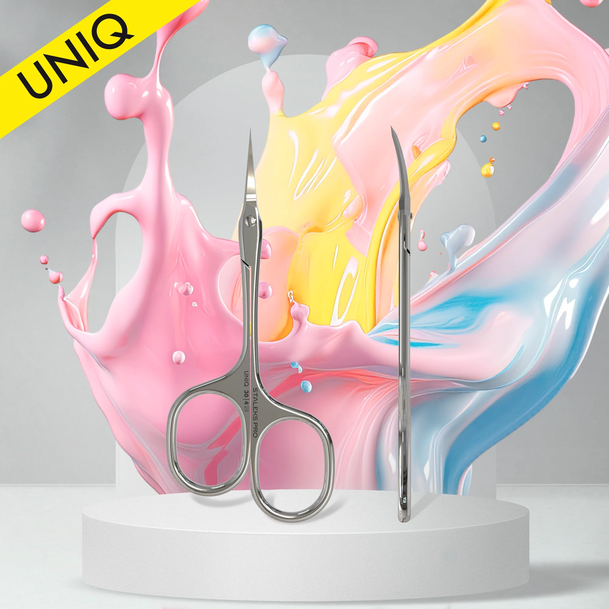 Professional Cuticle Scissors "Asymmetric" UNIQ 30 TYPE 4 -SQ-30/4- STALEKS-4