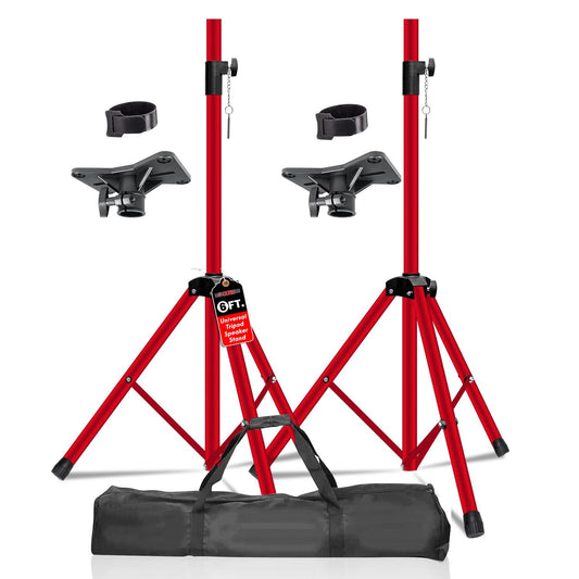 5Core Speaker Stand Tripod Tall Adjustable 72 Inch DJ Pole Mount Studio Monitor Stands RED 2 PK-0