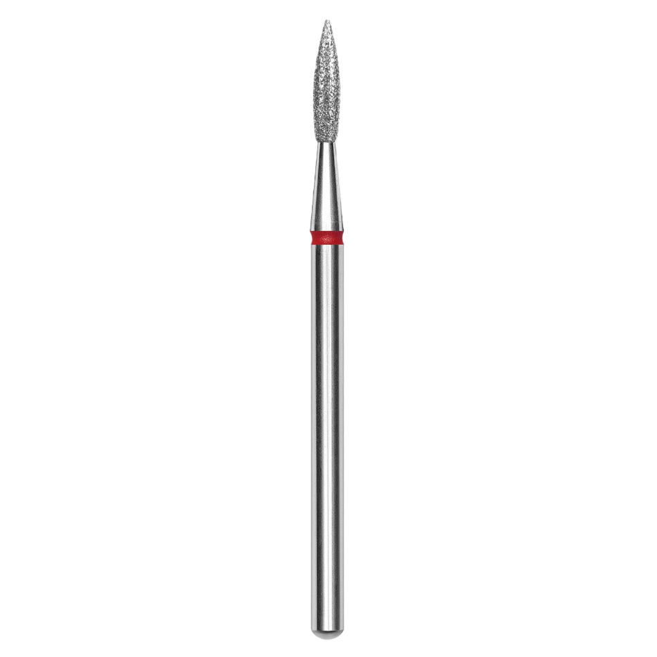 DIAMOND NAIL DRILL BIT, "POINTED FLAME", RED, HEAD DIAMETER 2.3 MM/WORKING PART 8 MM (FA11R023/8) - STALEKS™-0