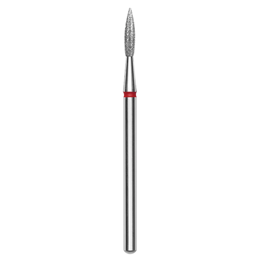 DIAMOND NAIL DRILL BIT, "POINTED FLAME", RED, HEAD DIAMETER 2.3 MM/WORKING PART 8 MM (FA11R023/8) - STALEKS™-0