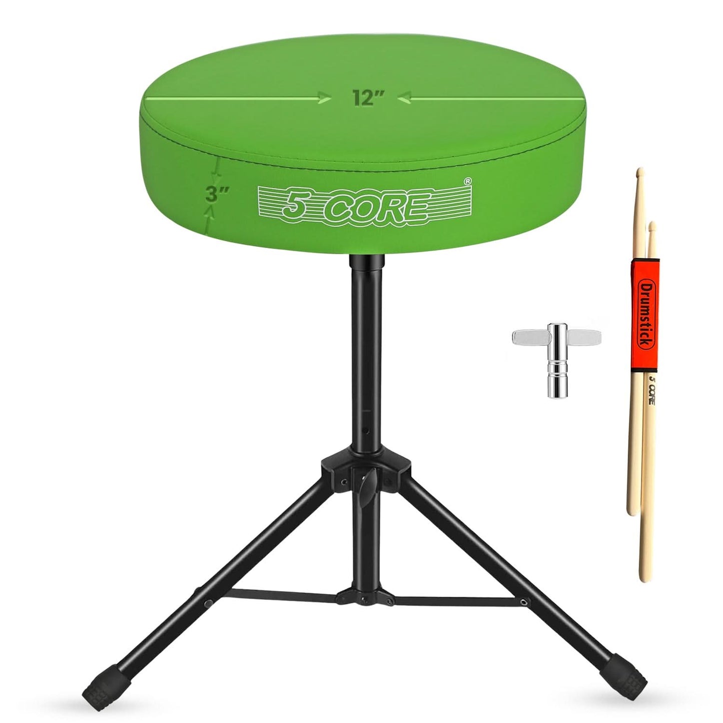 5 Core Drum Throne 3" Thick Padded Comfortable Guitar Stool Drummer Chair Adjustable Musician Seat-0